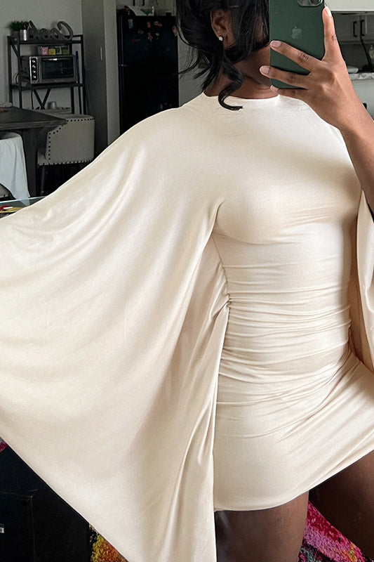 Curvy-Friendly Cape Sleeve Mini-Length Dress