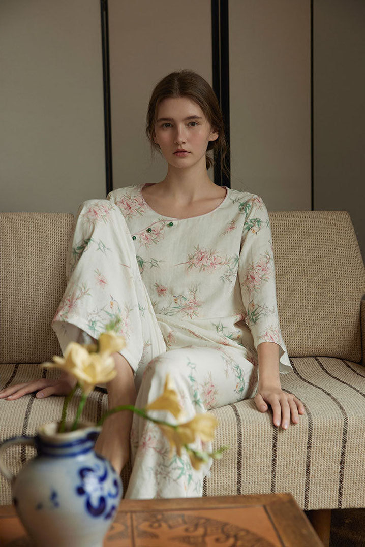 Eco-Friendly Fiber Patterned Pajama Set