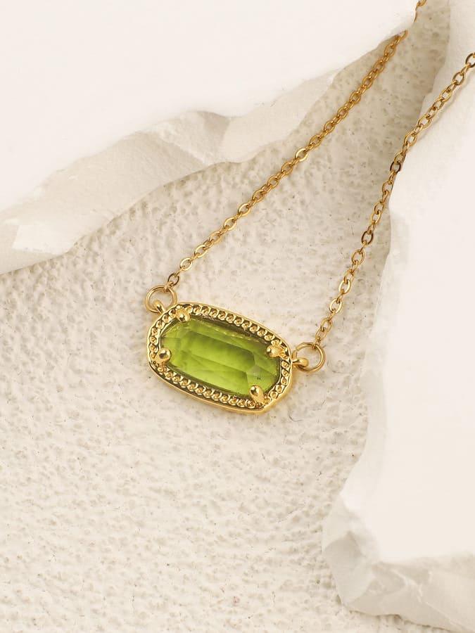 Statement Oval Birthstone Pendant Necklace