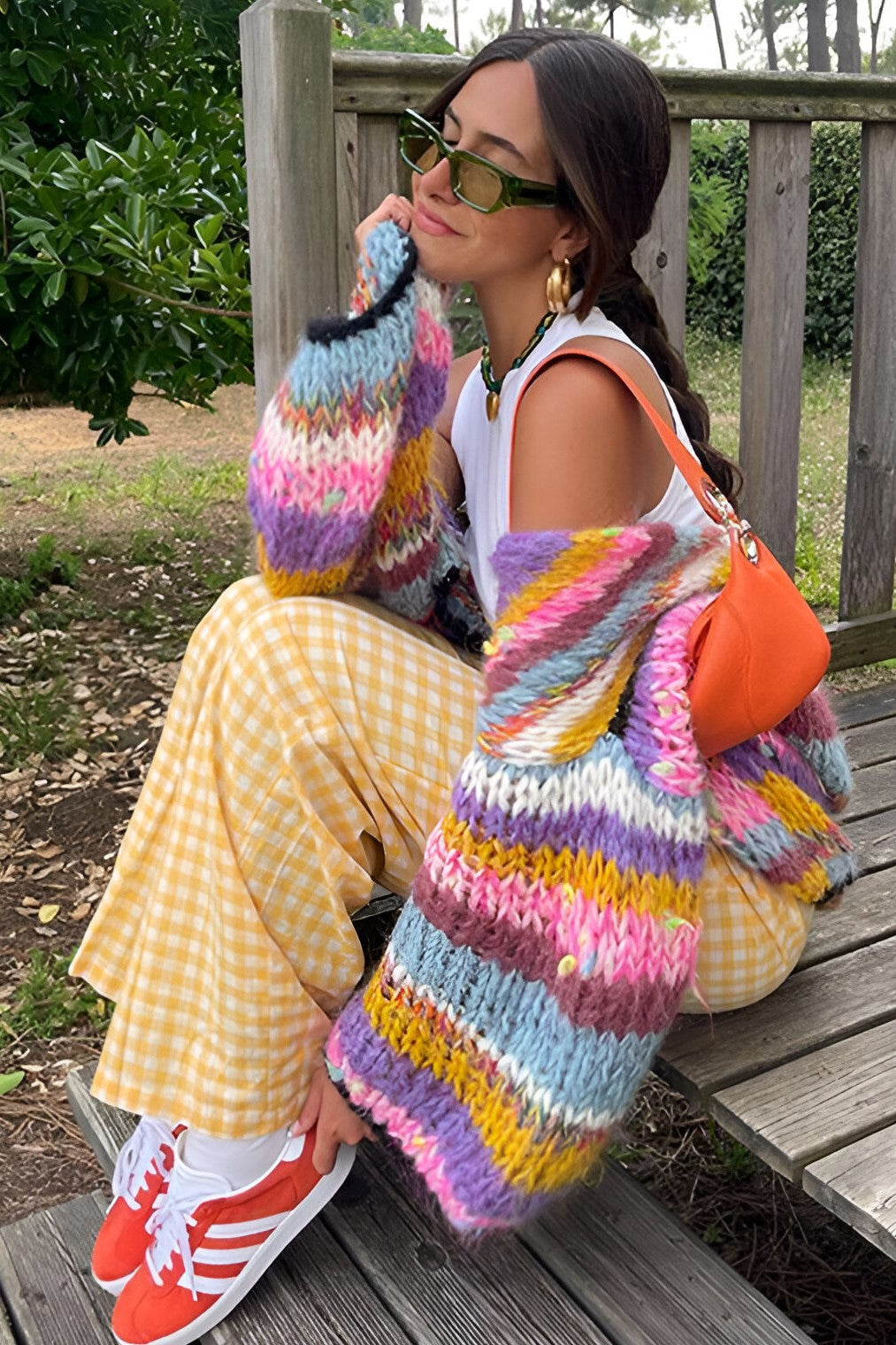 Oversized and Colorful Knit Cardigan