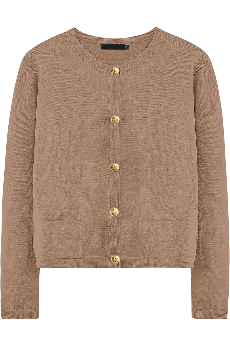 Relaxed Daily Solid Pocket Buttons Crew Neck Outerwear(3 Colors)