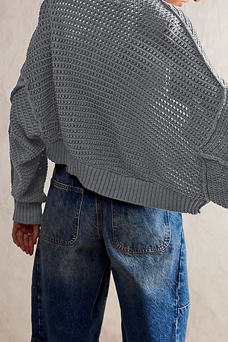 Relaxed Daily Solid Weave Knit Cardigan Collar Outerwear(4 Colors)