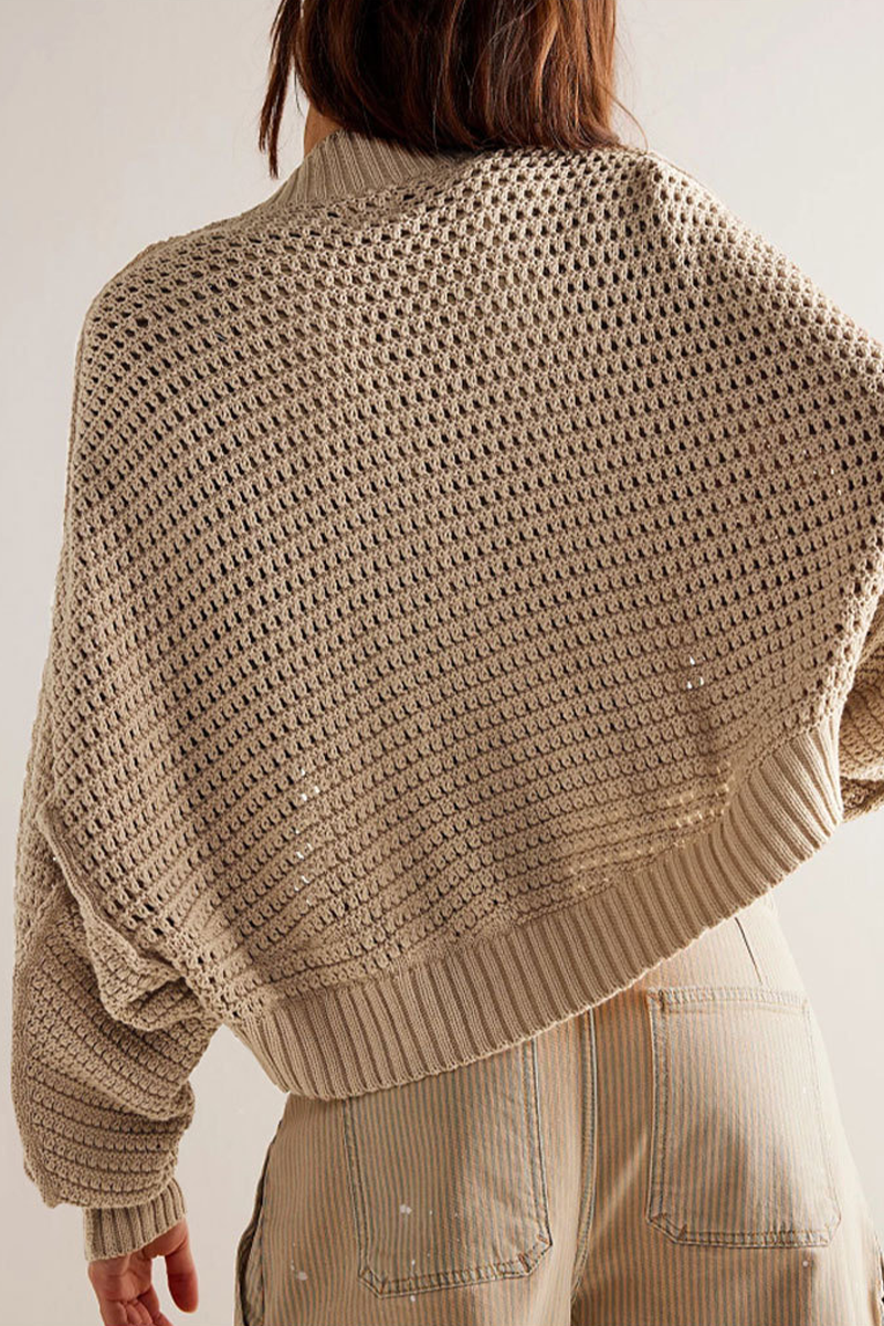 Relaxed Daily Solid Weave Knit Cardigan Collar Outerwear(4 Colors)