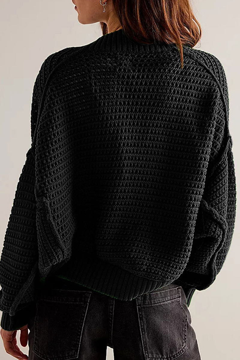 Relaxed Daily Solid Weave Knit Cardigan Collar Outerwear(4 Colors)