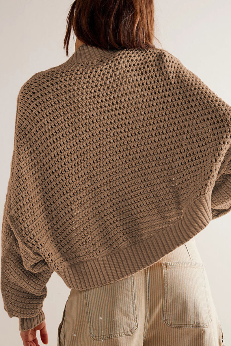 Relaxed Daily Solid Weave Knit Cardigan Collar Outerwear(4 Colors)