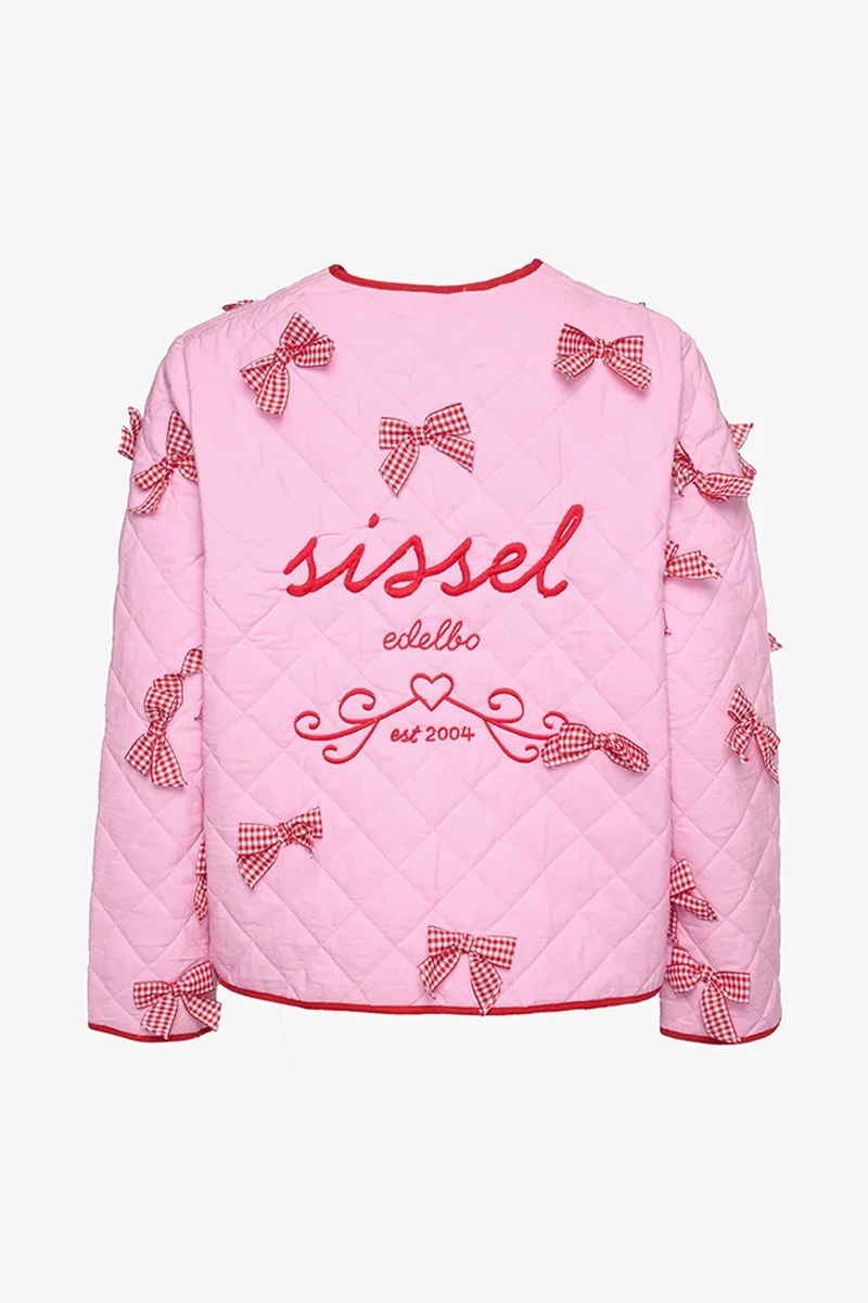 Relaxed Daily Solid Pocket Bow Decor Crew Neck Outerwear
