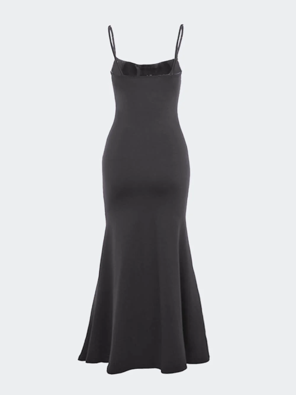 Square Neck Ruched Corset Fishtail Evening Maxi-Length Dress