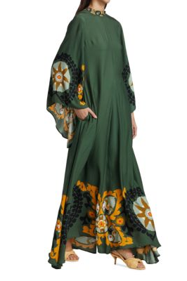 Magnifico Patterned Maxi-Length Dress-Green