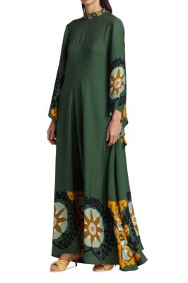 Magnifico Patterned Maxi-Length Dress-Green