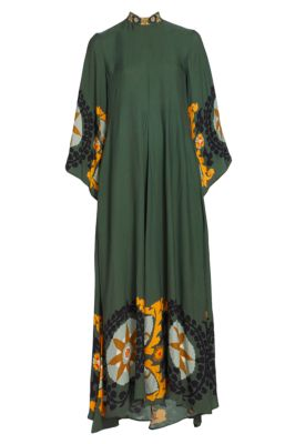 Magnifico Patterned Maxi-Length Dress-Green