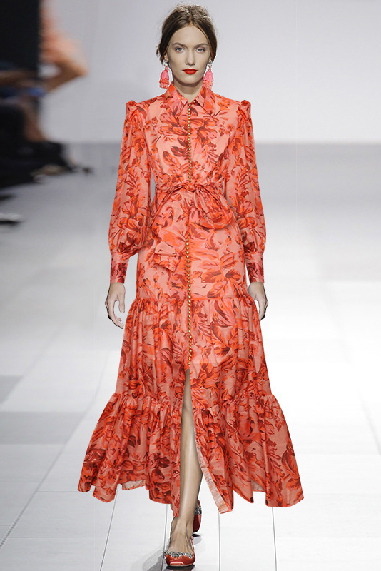 Queena Printed Maxi Dress with Balloon Sleeves