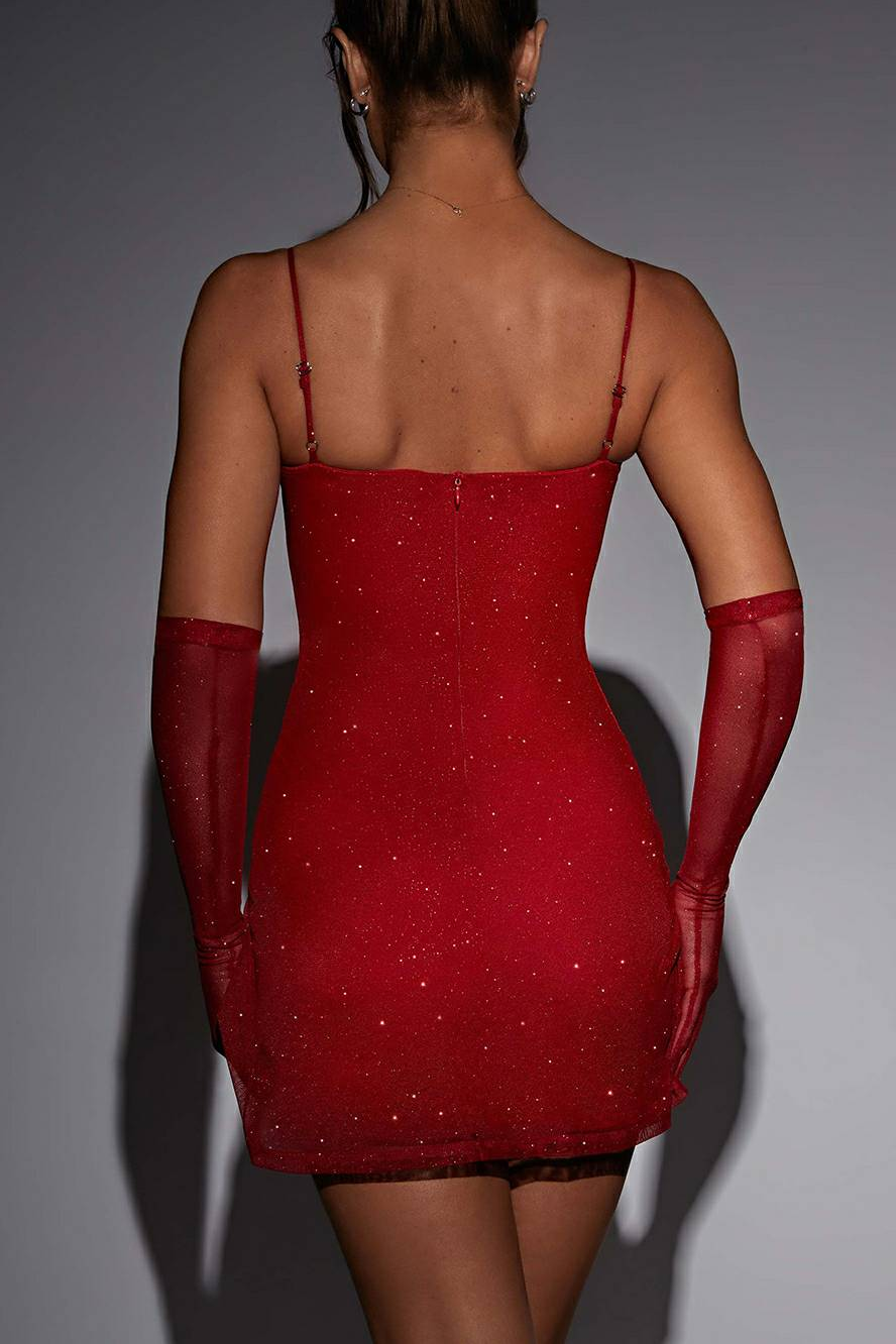 Pixie Mini-Length Dress - Red Sparkle