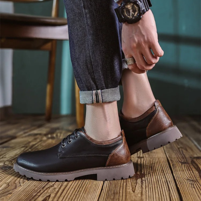 Casual Polished Leather Oxford Shoes