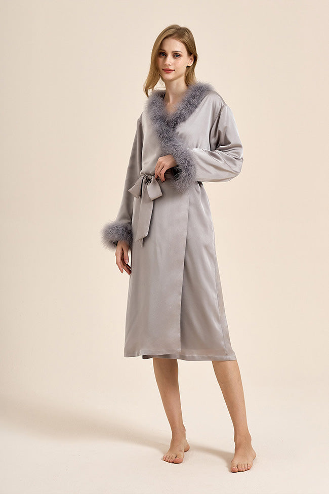 Modern Bettie Page Lilac Feather Robe