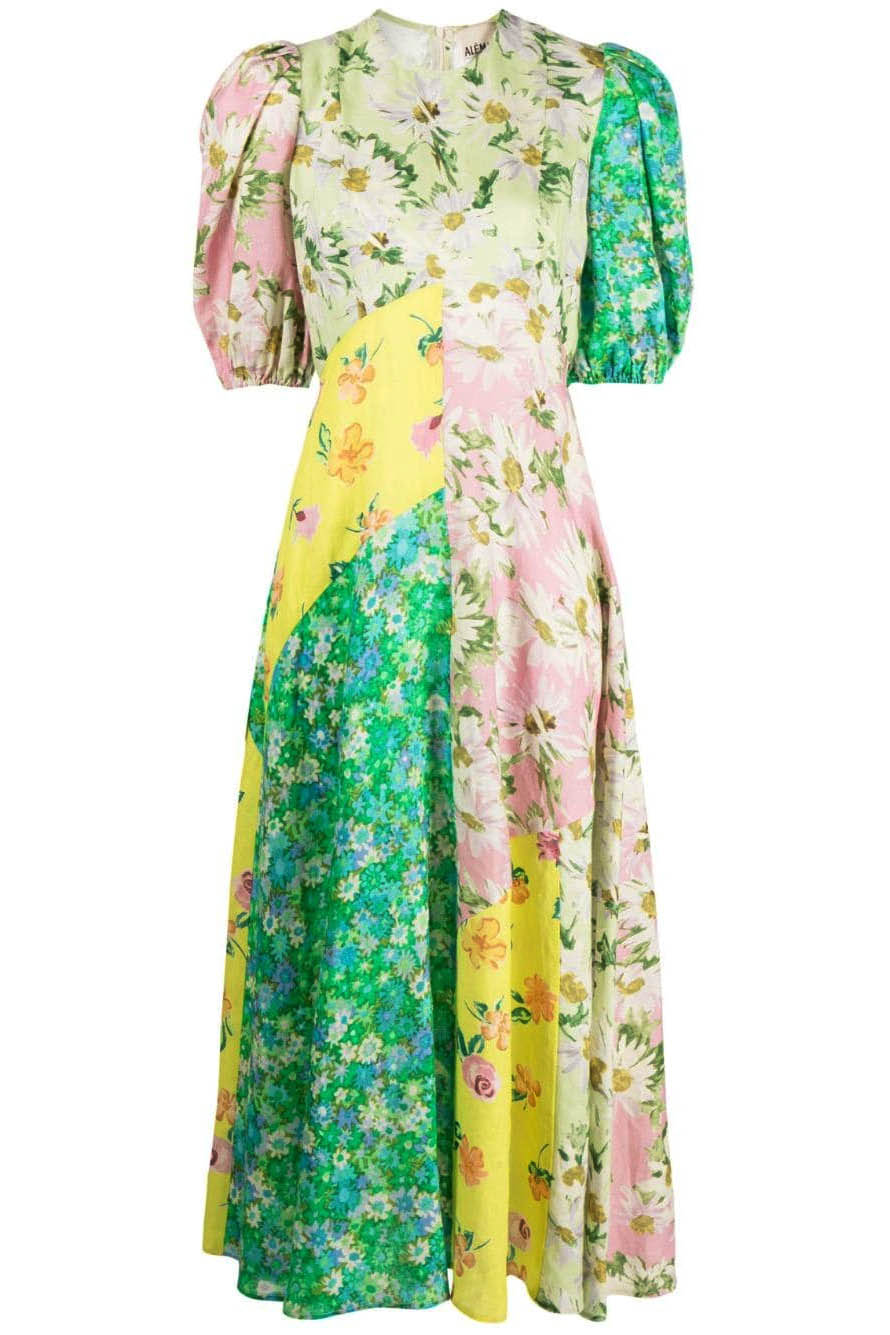 Modern Graffiti Print Puff Sleeve Dress