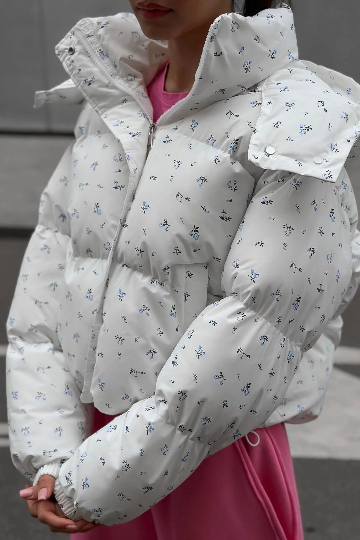 Flower Print Puffer Jacket