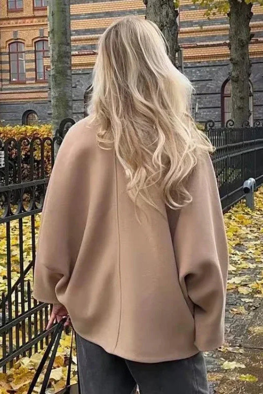 Modern Quiet Luxury Asymmetric Cape Coat