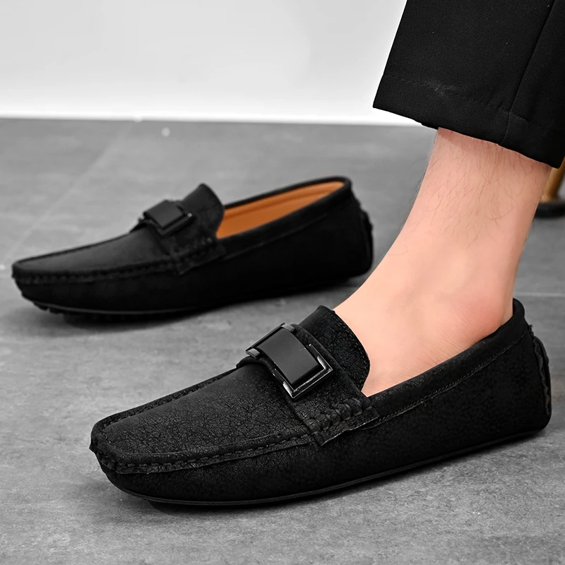 Leather Loafers with Cushioned Insole