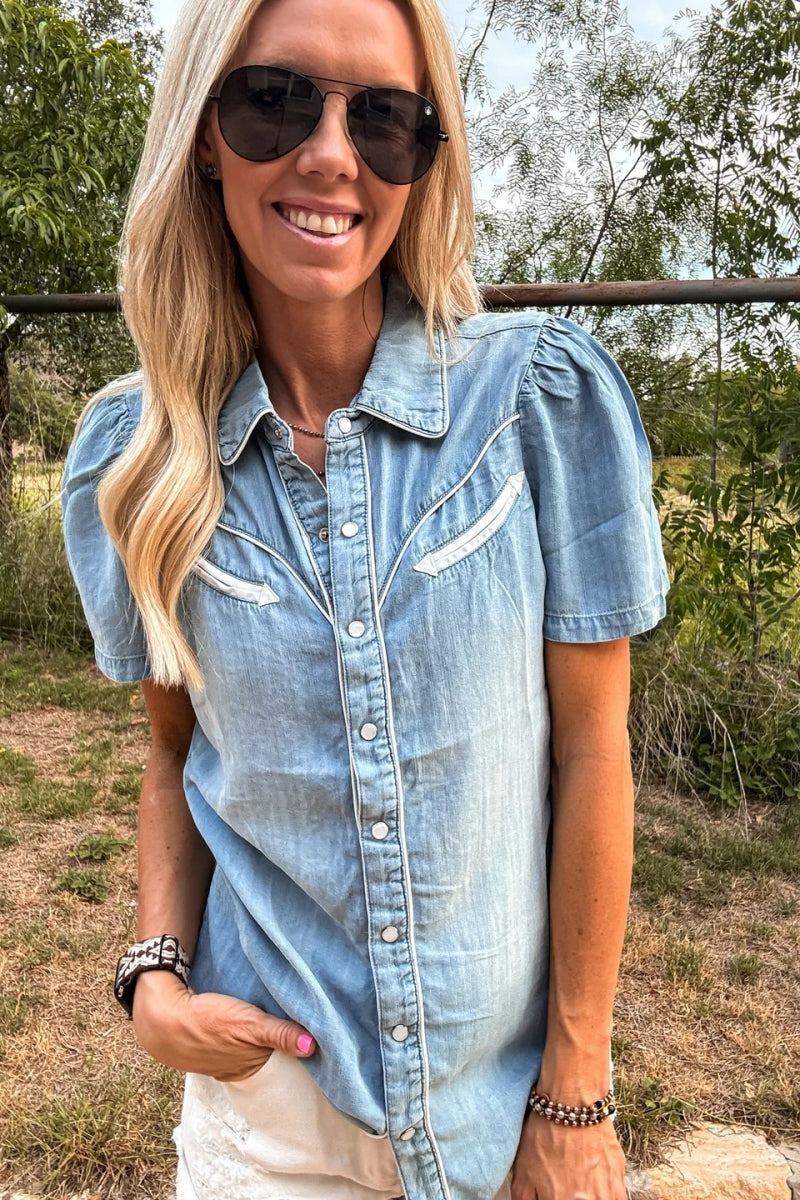 The Booker Western Button-Front (Blue)