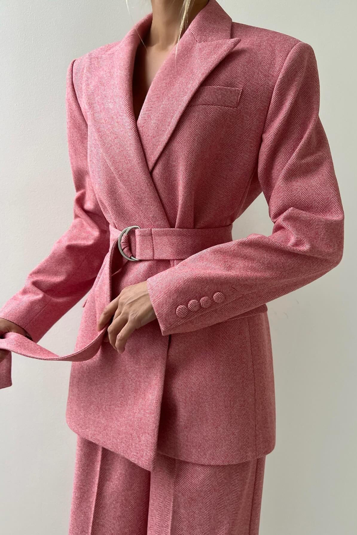 Modern Professional Belted Suit