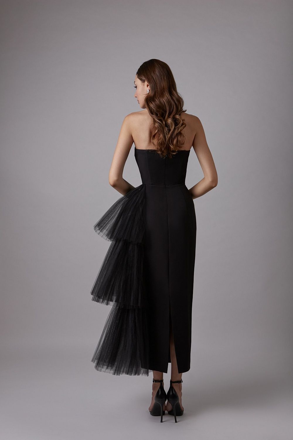 Niche French Fitted Strapless Evening Maxi-Length Dress