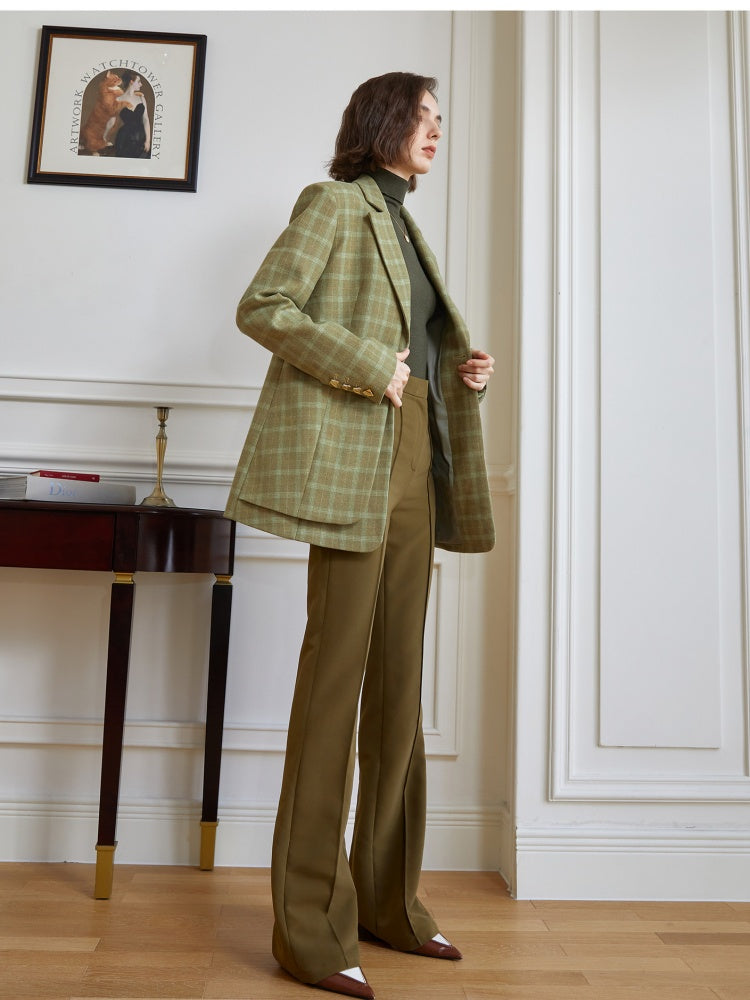 Blazer with Plaid and Relaxed Fit