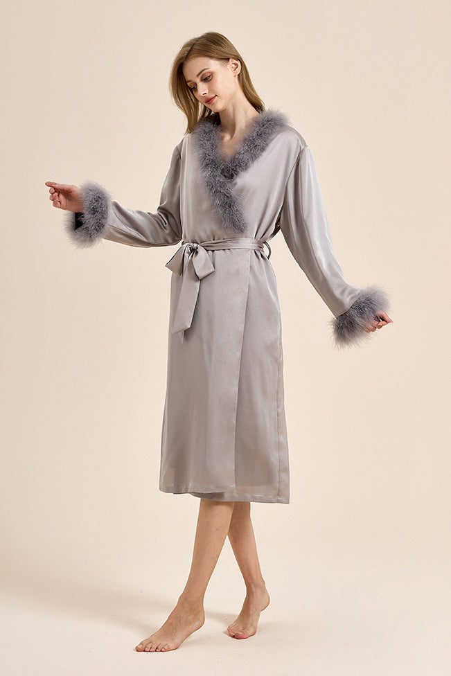 Modern Bettie Page Lilac Feather Robe