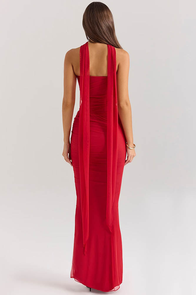 Coordinated Flowy Tie Strapless Slimming Skirt Set