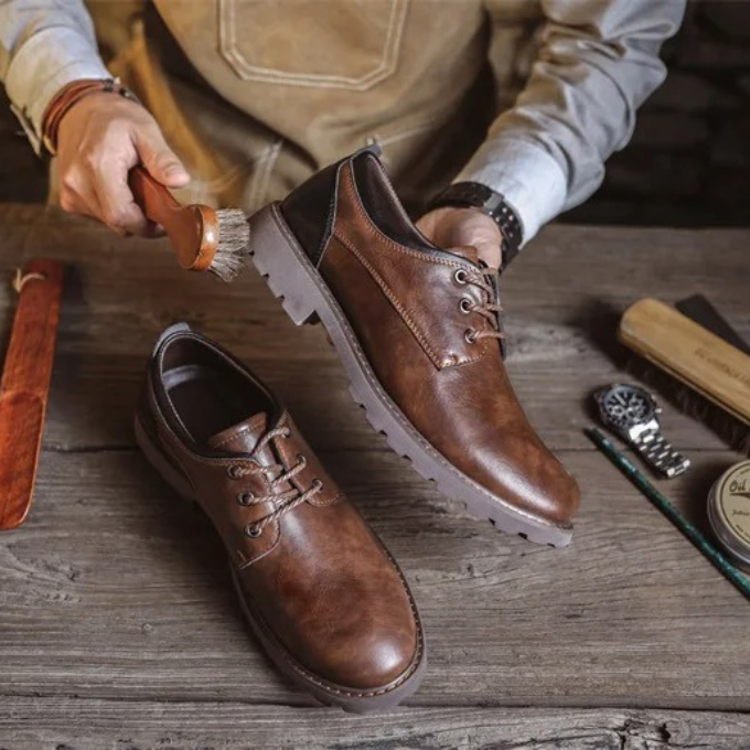 Casual Polished Leather Oxford Shoes