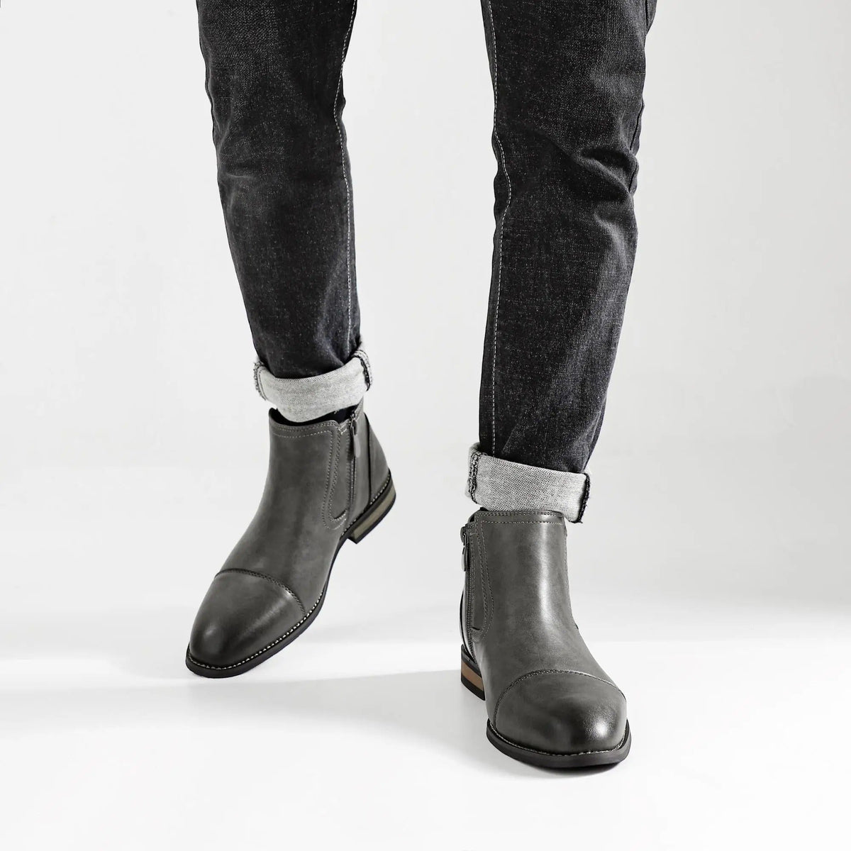 Chelsea Boots with Cap-Toe Detail