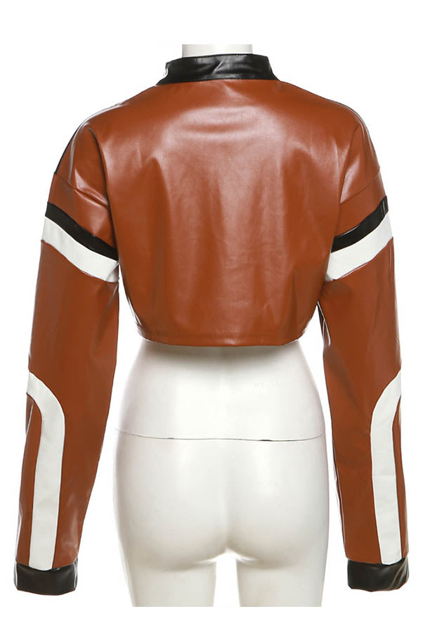 Modern Embroidered Biker Faux Leather Jacket