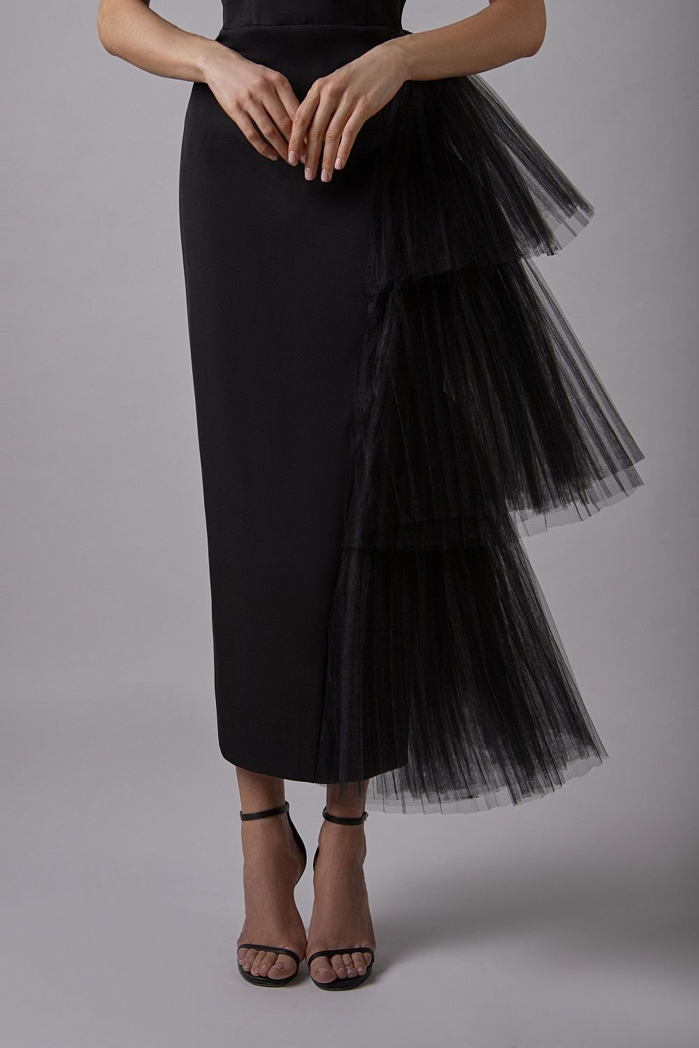 Niche French Fitted Strapless Evening Maxi-Length Dress