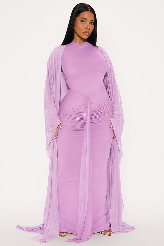 Sheer Cape Two-Piece Maxi-Length Dress Set