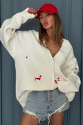 Modern V-Neck Dachshund Knit Cardigan