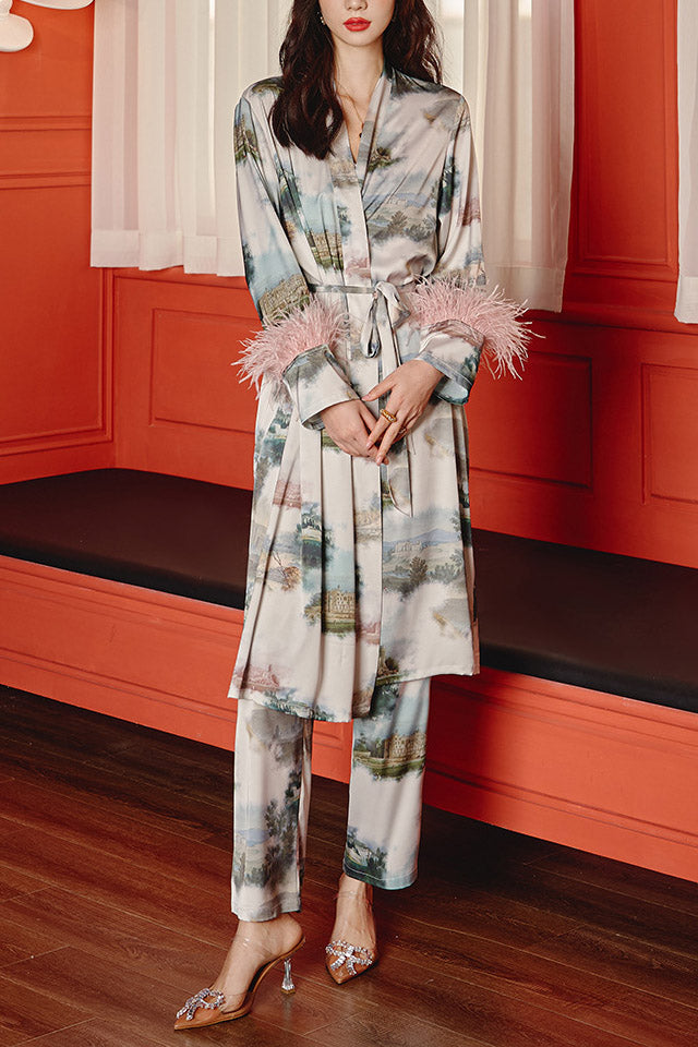 Modern Feathered Landscape Pajamas Three-pack