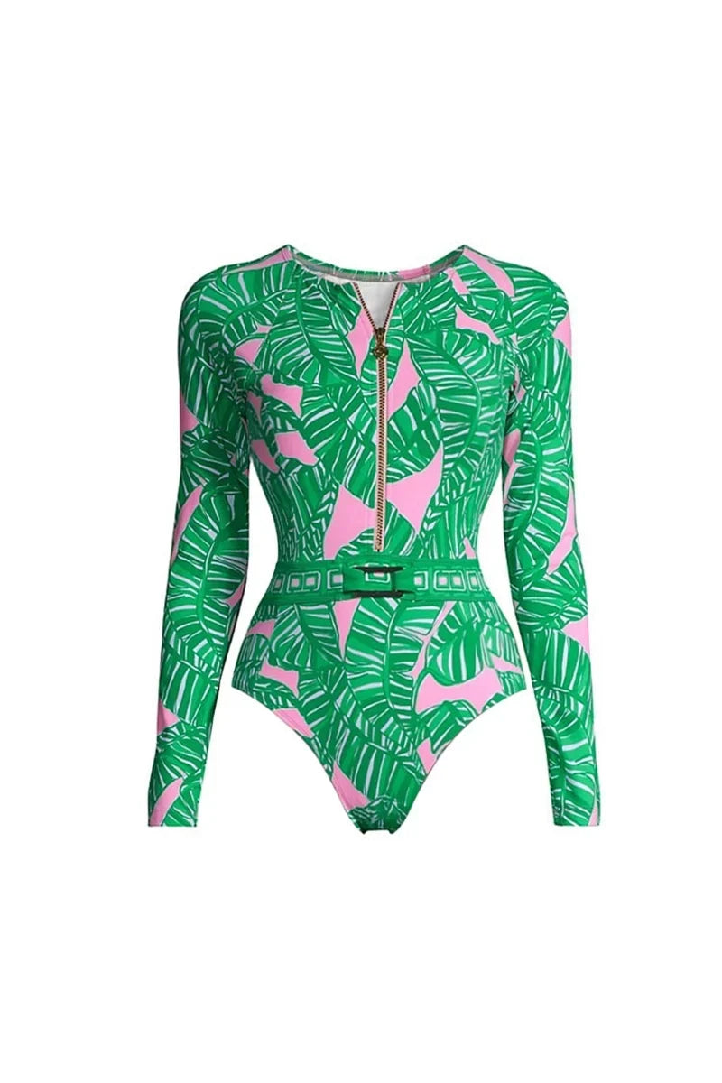 Green Patterned Surf Shorts Set