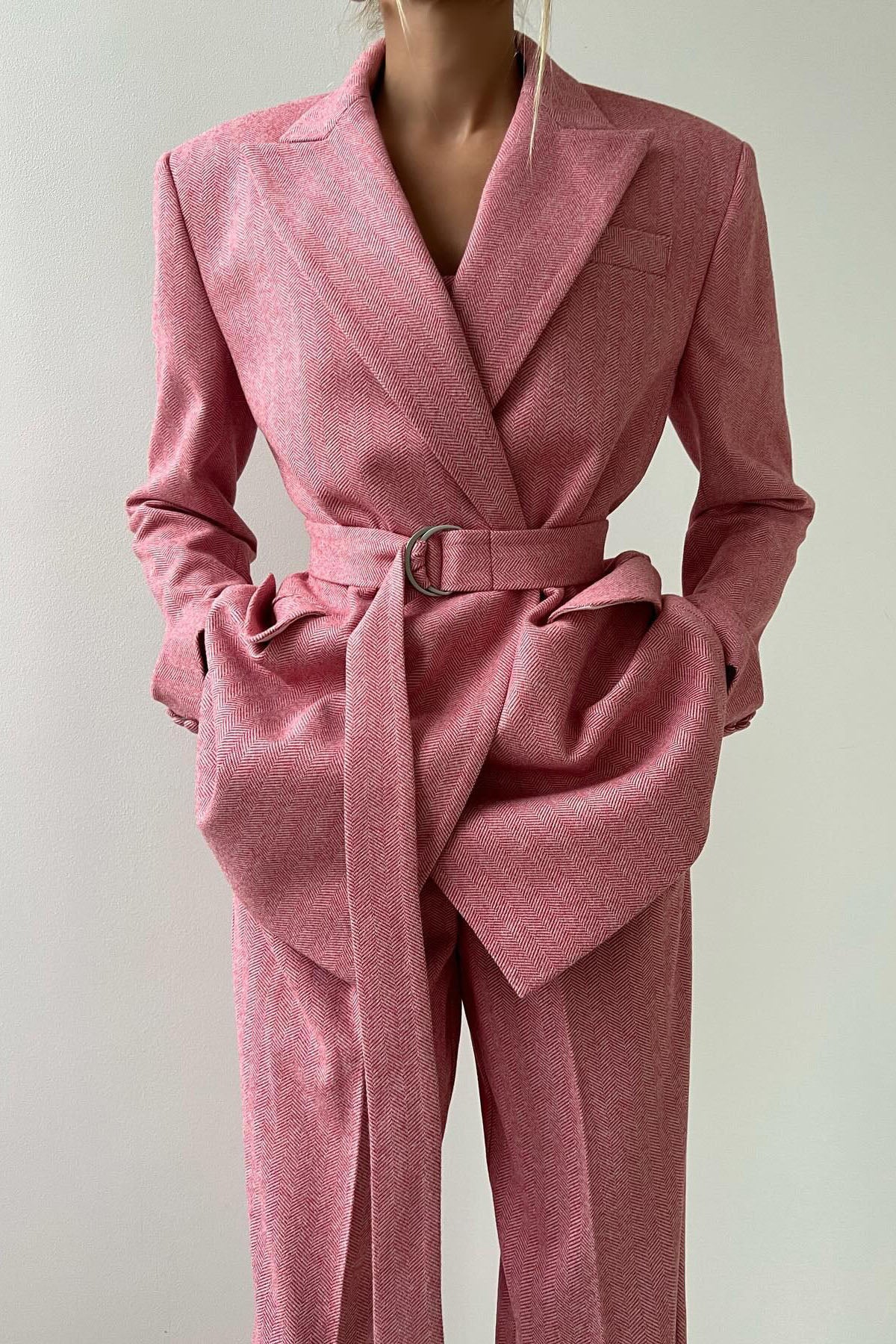 Modern Professional Belted Suit