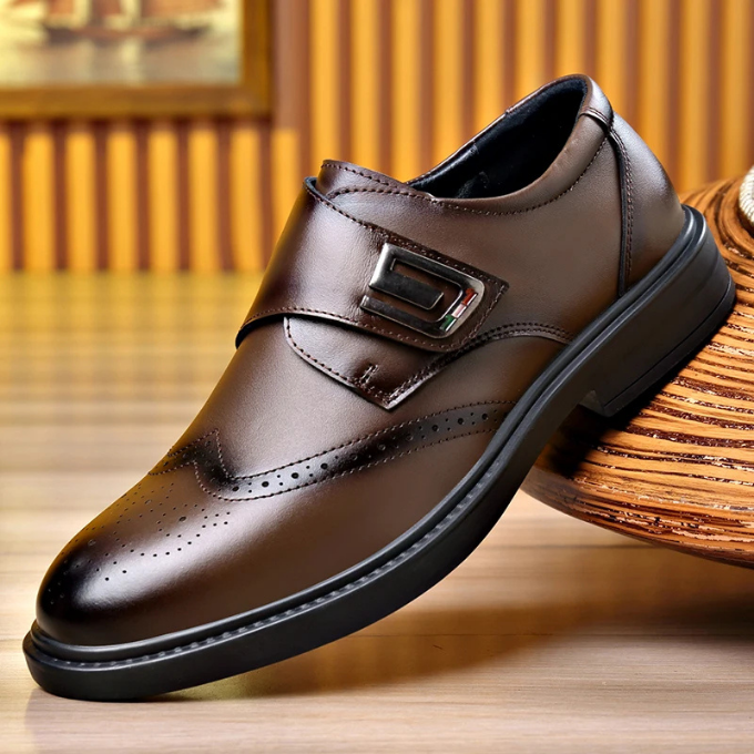 Polished Full-Grain Leather Shoes with Rubber Sole