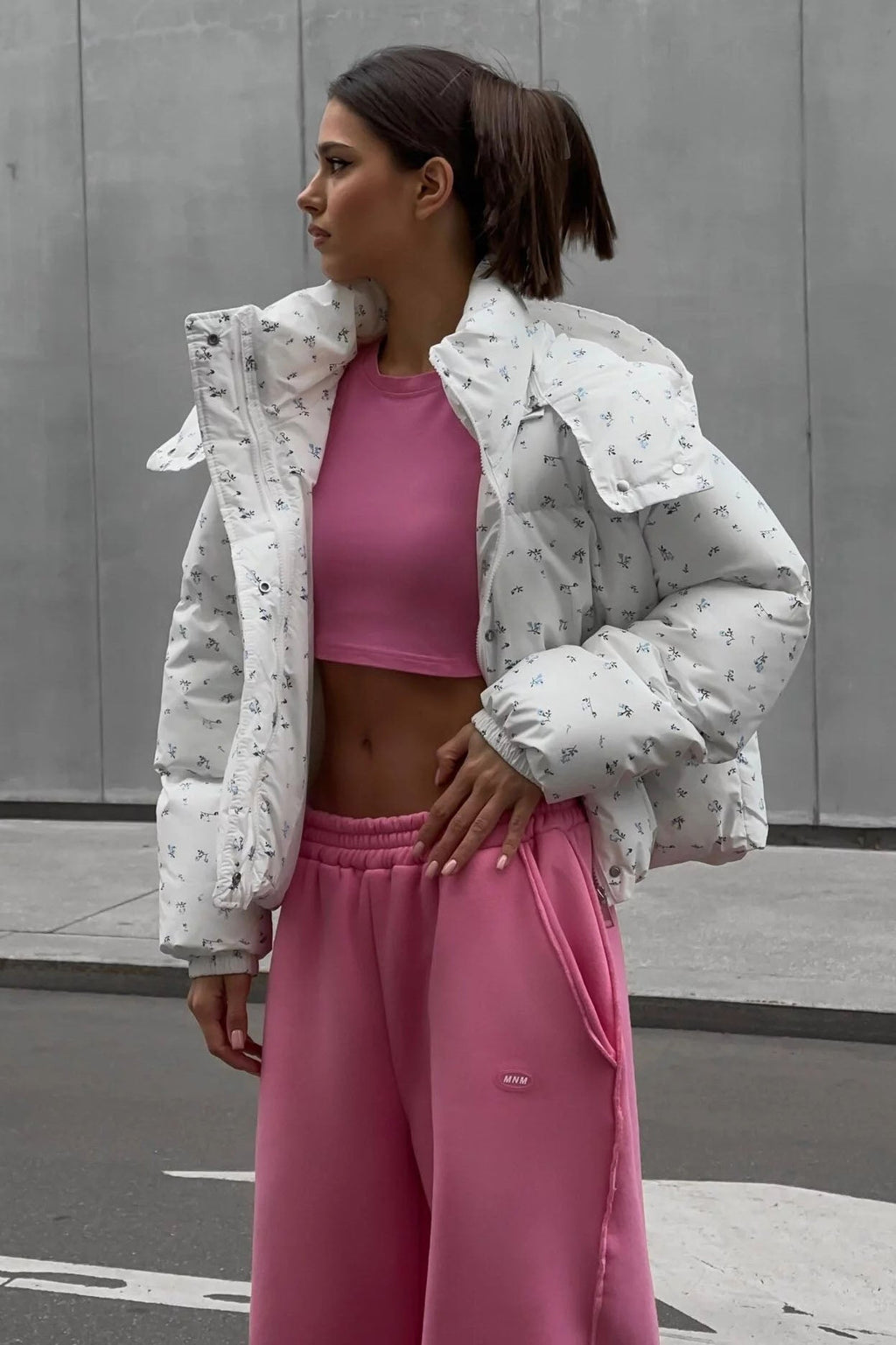 Flower Print Puffer Jacket