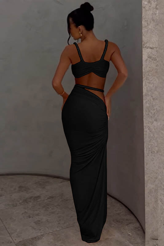 Coordinated Sea Breeze Halter Bikini & Skirt Set