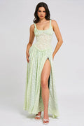 Hot Girl Open-Back Ruched Slit Strap Midi-Length Dress