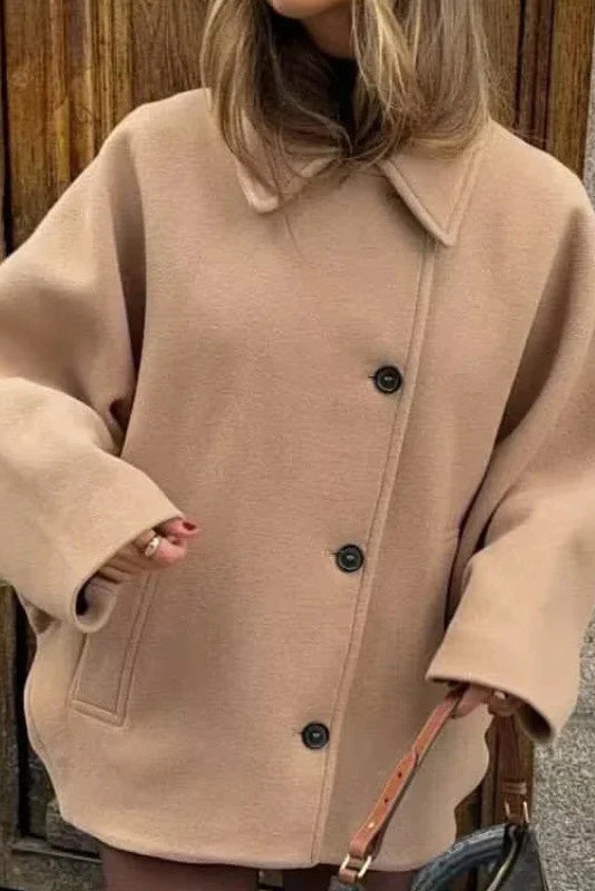 Modern Quiet Luxury Asymmetric Cape Coat