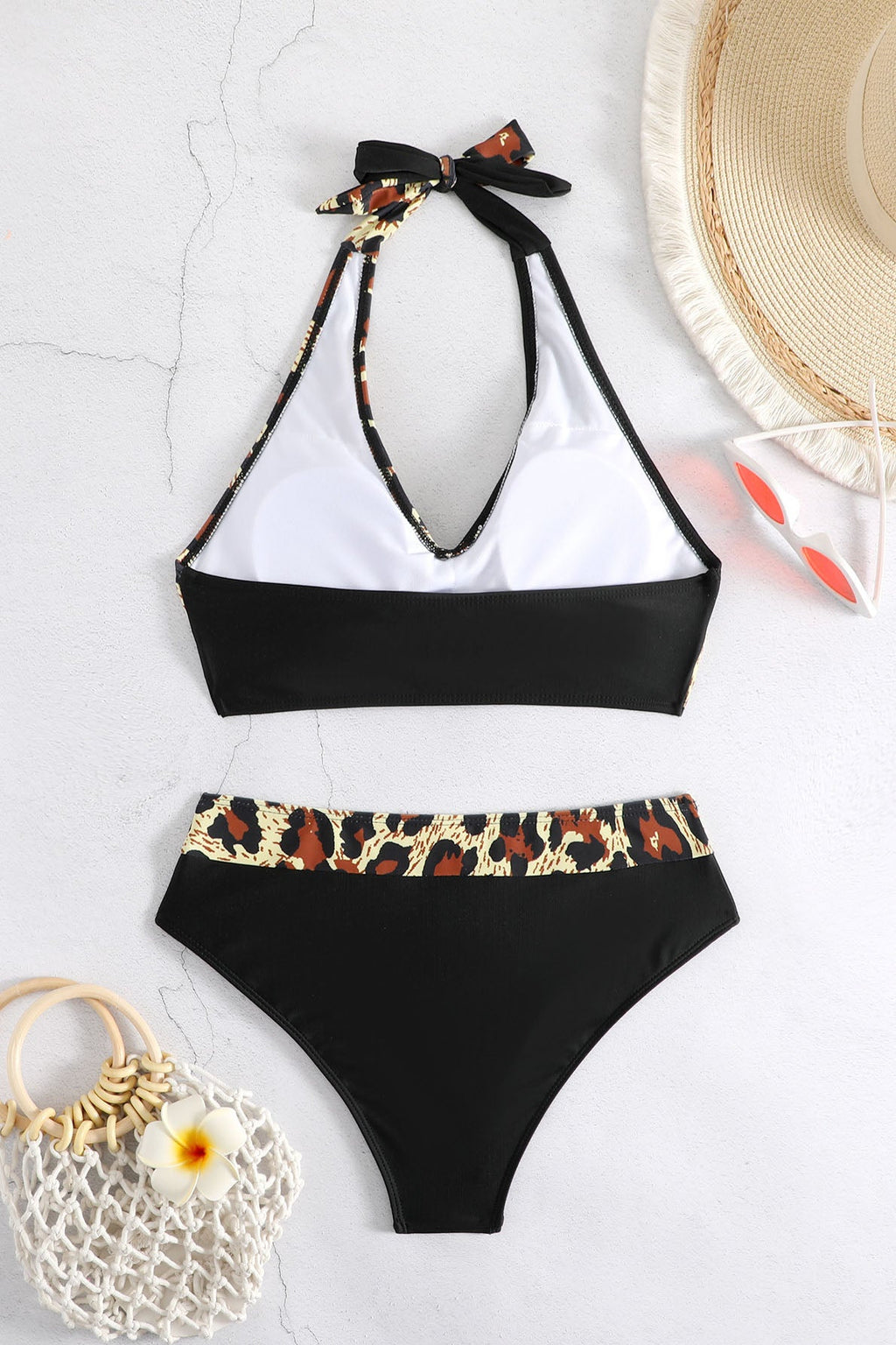 Modern Colorblock Halter Bikini Swimwear