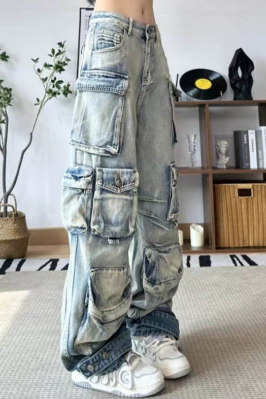 Modern Gradient Cargo Paratrooper Jeans