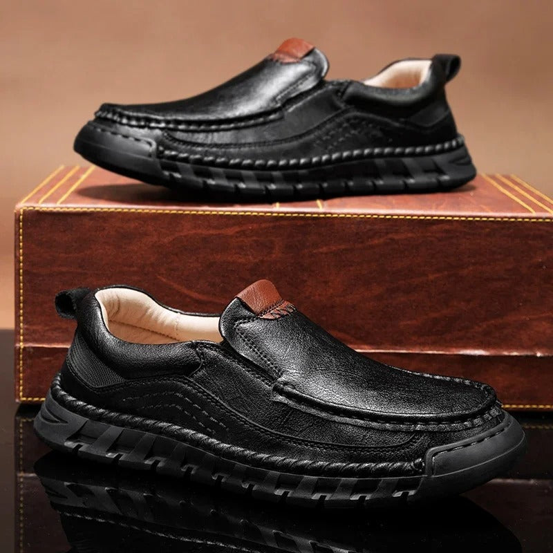 Leather Loafers with Precision Stitching