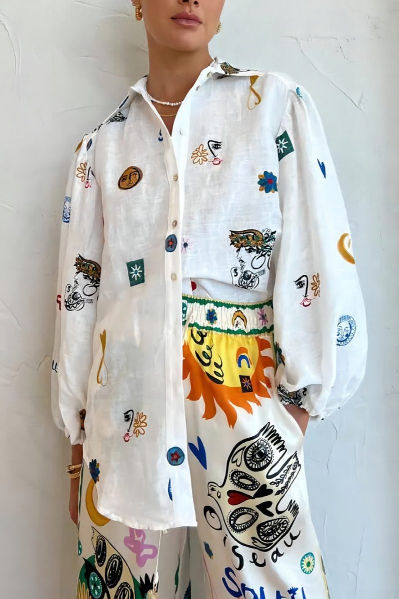 Modern Personalized Graffiti Lantern Sleeve Shirt