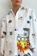 Modern Personalized Graffiti Lantern Sleeve Shirt