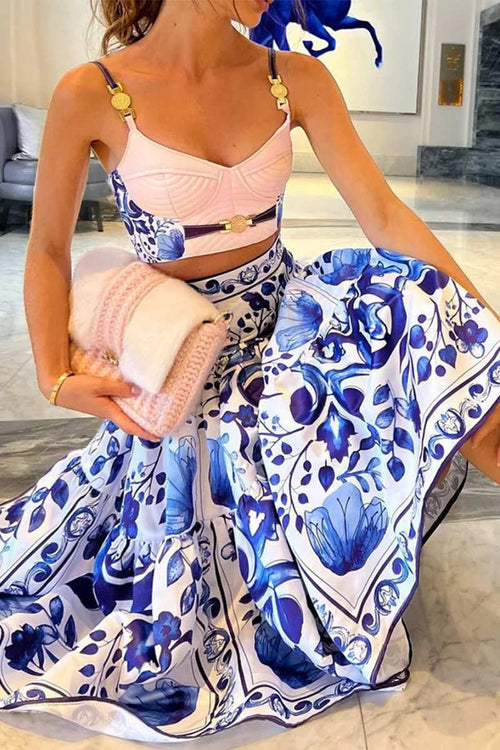 Coordinated Majolica-Print Skirt Set