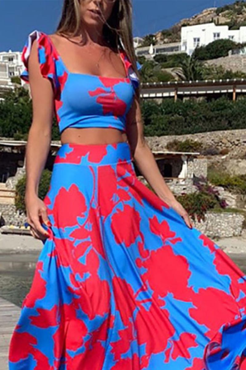 Coordinated Fashion Print Sexy Swing Skirt Set