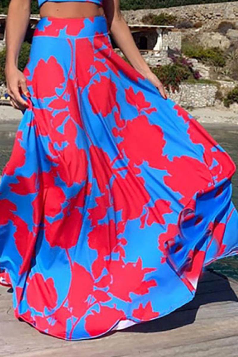 Coordinated Fashion Print Sexy Swing Skirt Set